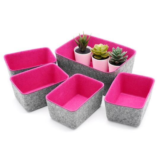 Welaxy Felt 5 Piece Drawer Organizer Bins